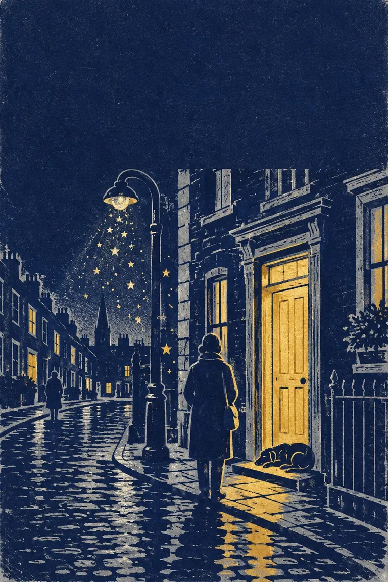 Fantasy: On your street, one door glows at night.